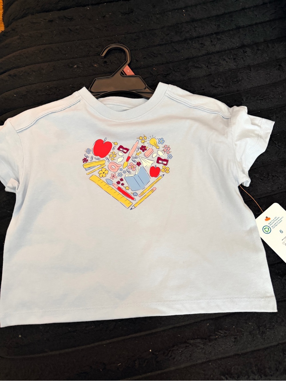 wonder nation Light Blue Short-Sleeve Tee with Colorful School Heart Graphic